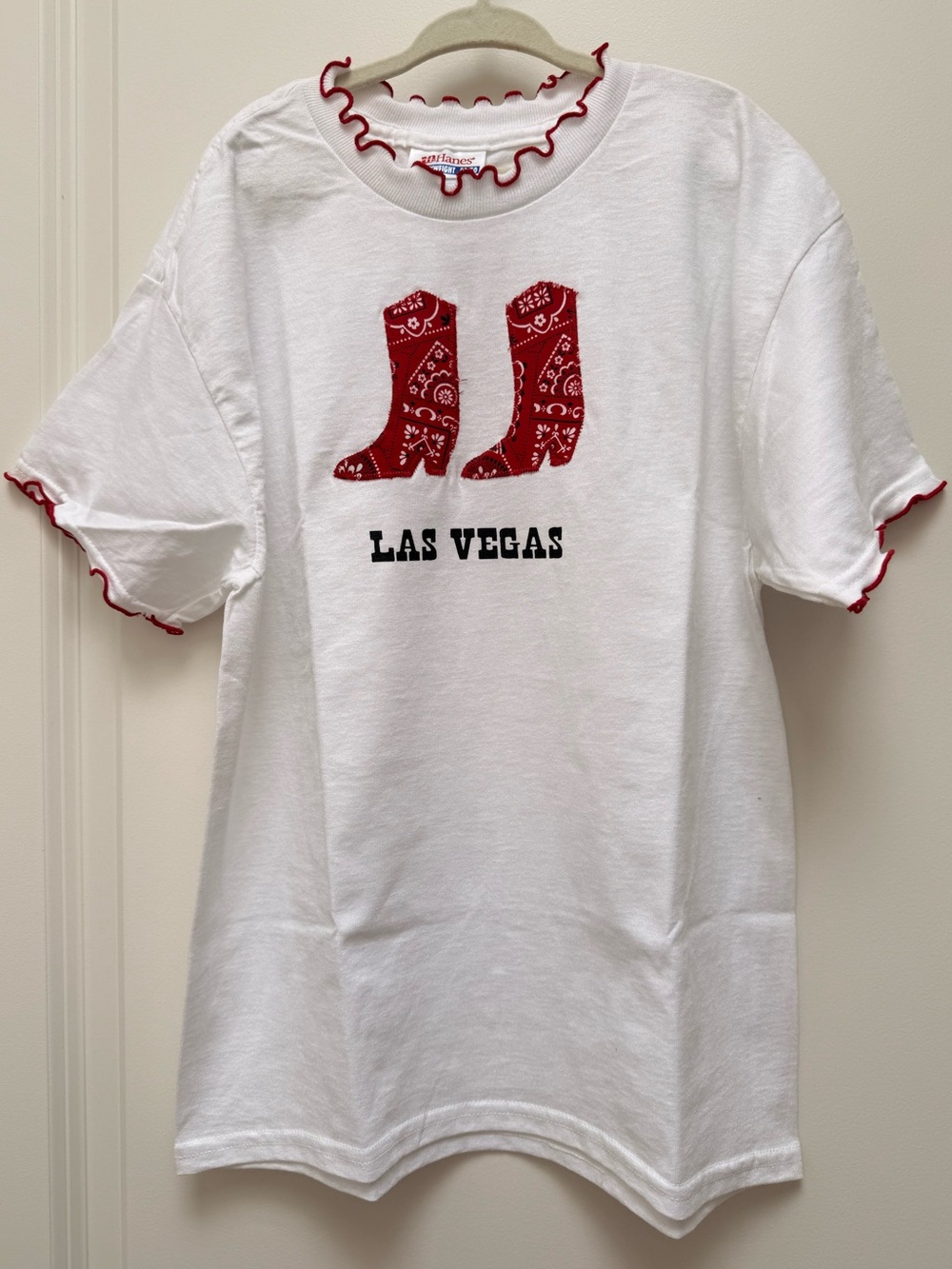 Kiddie Koral Red Bandana Boots T-Shirt Size M 10-12